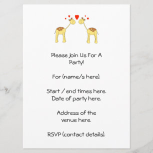 Invitación Dos jirafas que hacen frente con los corazones.