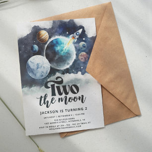 Invitación Dos la galaxia acuática lunar moderna 2º cumpleaño
