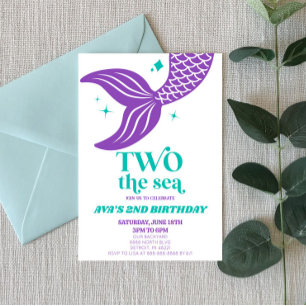 Invitación Dos la sirena marina, segunda fiesta de cumpleaños
