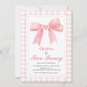 Invitación Dos lazos rosados elegantes Coquette cumpleaños 2