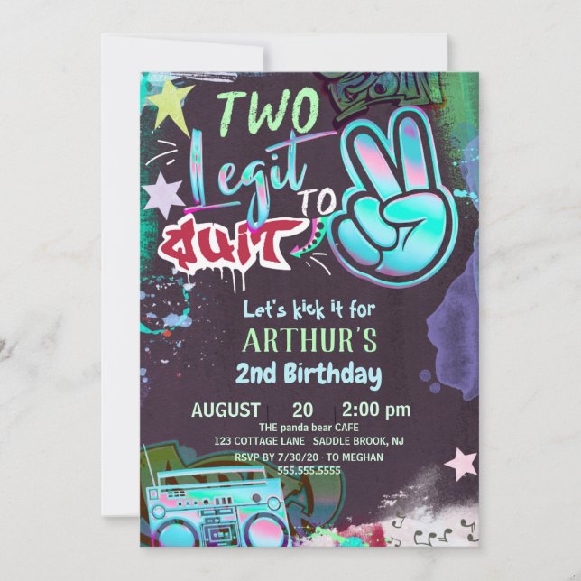 Invitación Dos leyendas para dejar el segundo cumpleaños del  (Anverso)