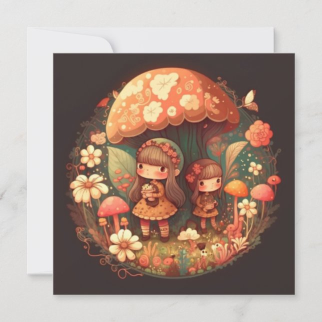 Invitación Dos lindas niñas elefantes (Anverso)