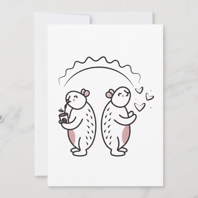 Invitación Dos lindos capybaras negras (Anverso)