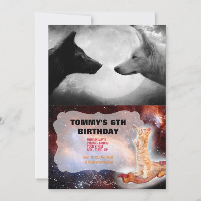 Invitación Dos lobos enfrentándose (Anverso)