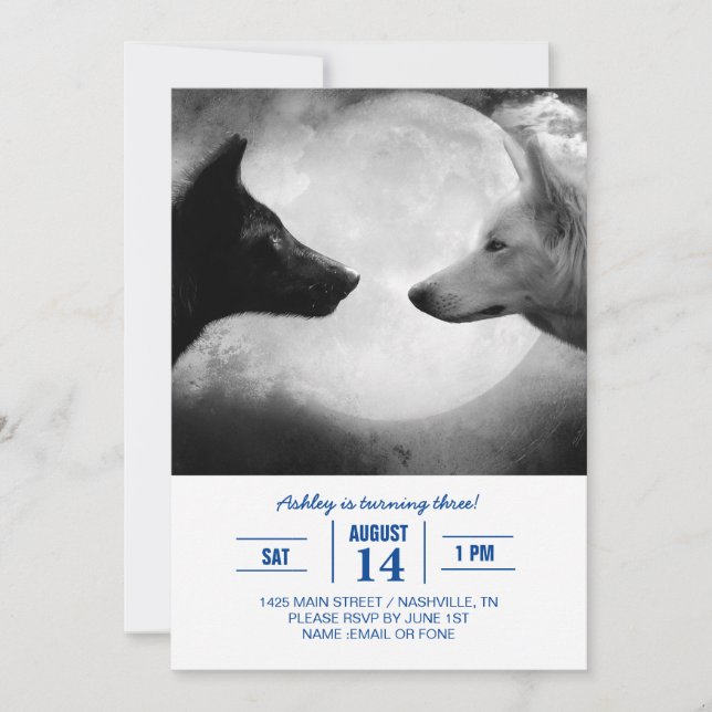 Invitación Dos lobos enfrentándose (Anverso)