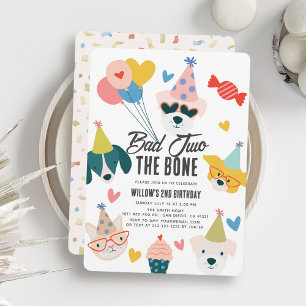 Invitación Dos malos los perros y globos de gato segundo cump