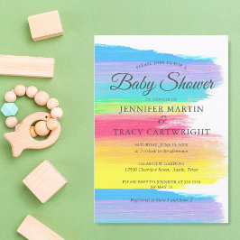 Invitación Dos mamás en el arco iris bello Baby Shower lesbia