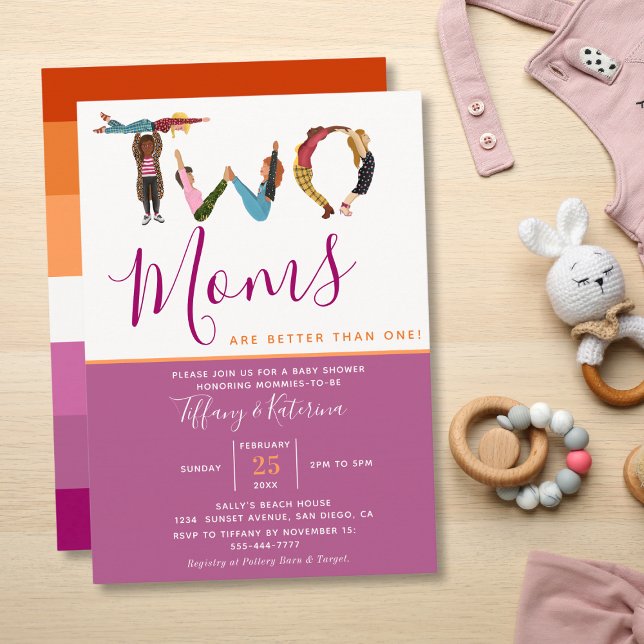 Invitación Dos mamás mejores que una Baby Shower lesbiana (Subido por el creador)