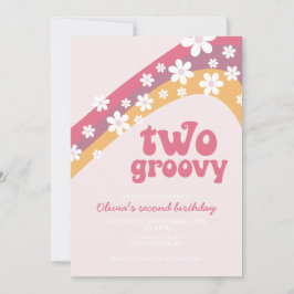 Invitación Dos margaritas groovy boho floral segundo cumpleañ