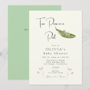 Invitación Dos maricas en un Baby Shower Chica de Pod