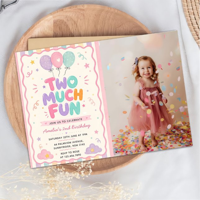 Invitación Dos Mucho Diversión  Globo 2do Cumpleaños Photto (Subido por el creador)