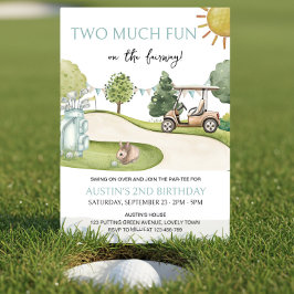 Invitación Dos Mucho Diversión Tema de Golf Cumpleaños Par-te