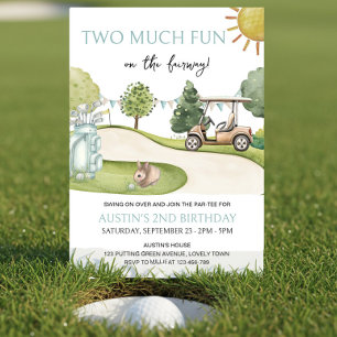 Invitación Dos Mucho Diversión Tema de Golf Cumpleaños Par-te
