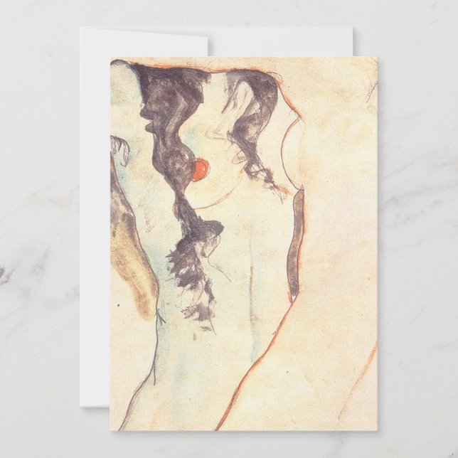 Invitación Dos mujeres abrazando Egon Schiele (Anverso)