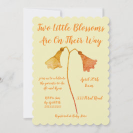 Invitación Dos Naranjas en flor de flores gemelos Baby Shower