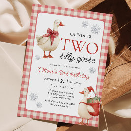 Invitación Dos Navidades de Cabeza Silly Gingham 2º cumpleaño