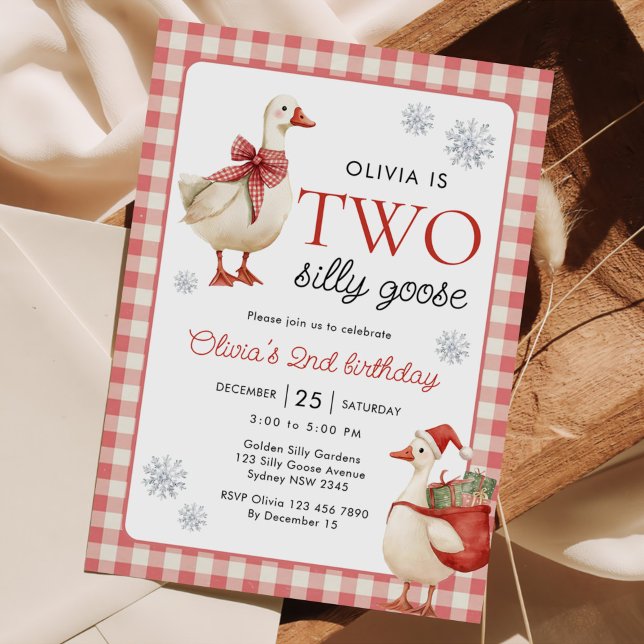 Invitación Dos Navidades de Cabeza Silly Gingham 2º cumpleaño (Subido por el creador)