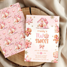 Invitación Dos Navidades dulces chica de galletas de segundo 