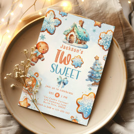 Invitación Dos Navidades dulces galletas Niño segundo cumplea