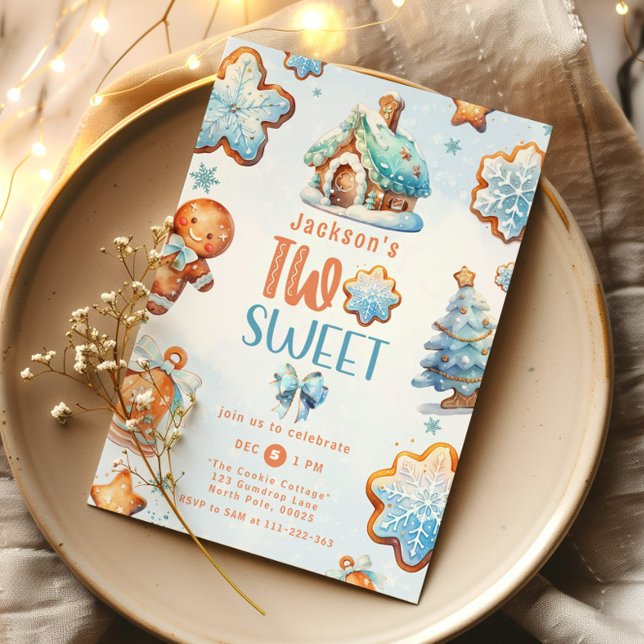 Invitación Dos Navidades dulces galletas Niño segundo cumplea (Subido por el creador)
