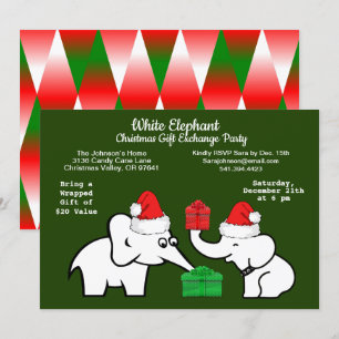 Invitación Dos Navidades elefantes blancos patrón de diamante