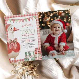 Invitación Dos Navidades groseros, foto de segundo cumpleaños