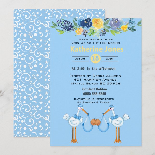 Invitación Dos niños afroamericanos invitan a ducharse bebés (Anverso / Reverso)
