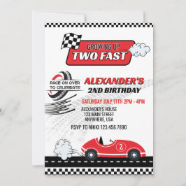 Invitación Dos niños de carreras rojas rápido cumpleaños