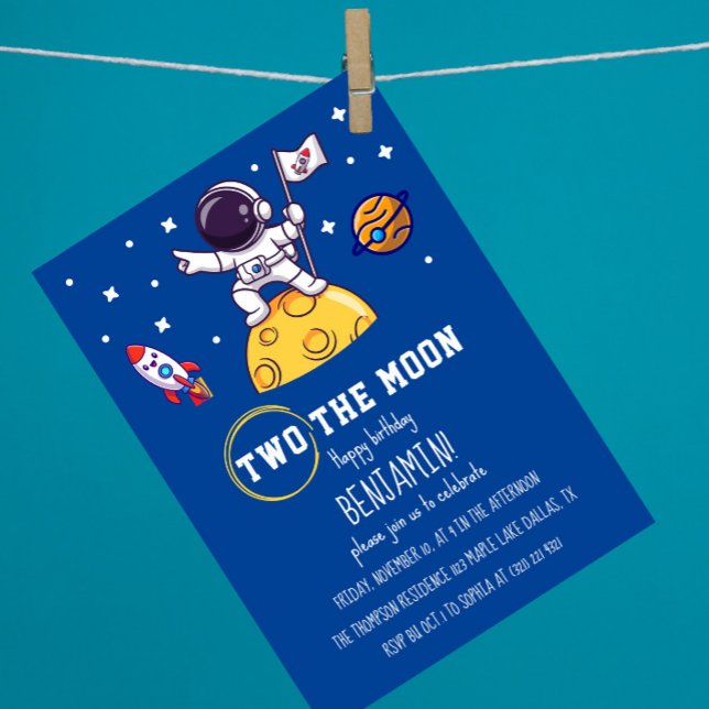 Invitación Dos niños de la luna al segundo cumpleaños Fiesta  (Subido por el creador)