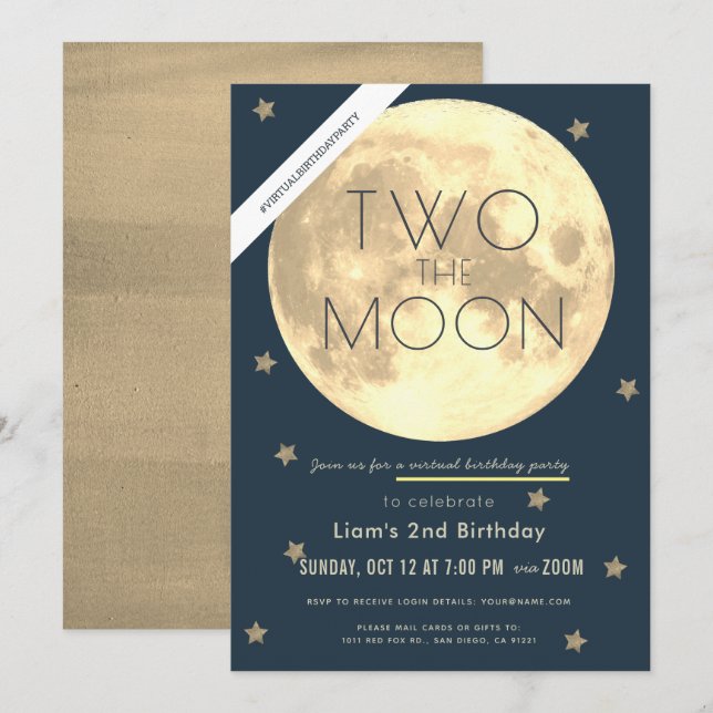 Invitación Dos niños de la marina de la luna azul virtual seg (Anverso / Reverso)