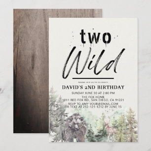Invitación Dos niños de la montaña del bosque de oso salvaje