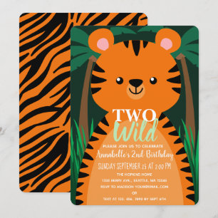 Invitación Dos niños de tigres salvajes de segundo cumpleaños