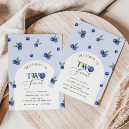 Invitación Dos niños dulces de arándano azul en segundo cumpl