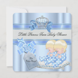 Invitación Dos niños gemelos Baby Shower Blue Little Prince C