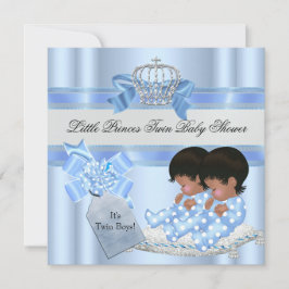 Invitación Dos niños gemelos de Baby Shower Blue Little Princ