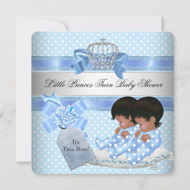 Invitación Dos niños gemelos de Baby Shower Blue Little Princ (Anverso)
