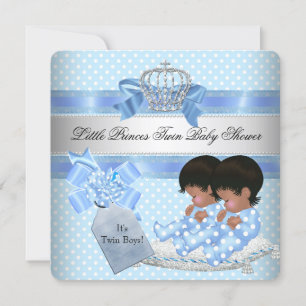 Invitación Dos niños gemelos de Baby Shower Blue Little Princ