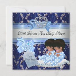 Invitación Dos niños gemelos de Baby Shower Blue Little Princ