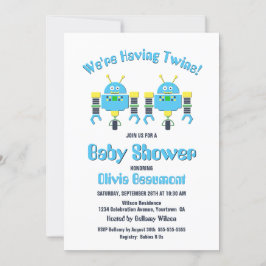 Invitación Dos niños gemelos robots Baby Shower