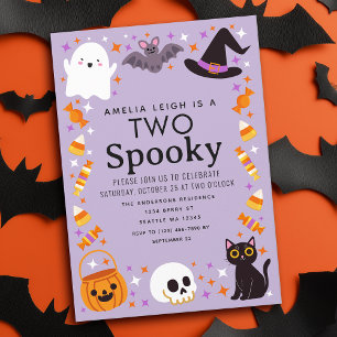 Invitación Dos niños mimados de Halloween segundo cumpleaños