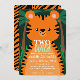 Invitación Dos niños tigres salvajes en segundo cumpleaños