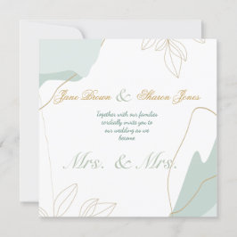 Invitación Dos Novias Boda Lesbiana Acuarela Verde