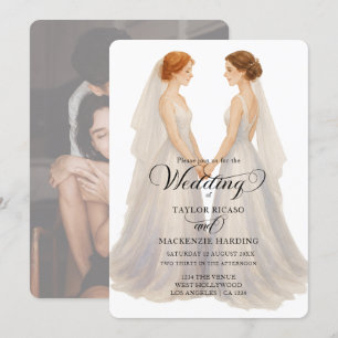 Invitación Dos novias con vestidos de Boda foto