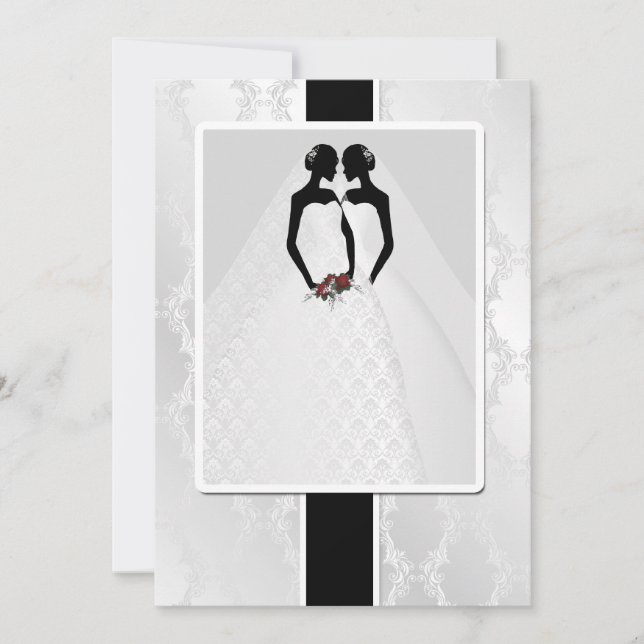 Invitación Dos novias en Boda de trajes de novia (Anverso)