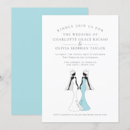 Invitación Dos novias en Boda de trajes de novias al estilo d