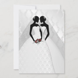 Invitación Dos novias en trajes de novia elegante boda