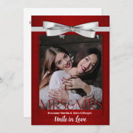 Invitación Dos novias rojas con Boda de vestidos blancos