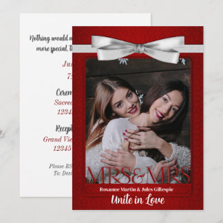 Invitación Dos novias rojas con Boda de vestidos blancos