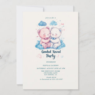 Invitación Dos ositos de peluche Fiesta de revelación de géne