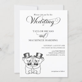 Invitación Dos osos de peluche crecen en la cima del Boda de